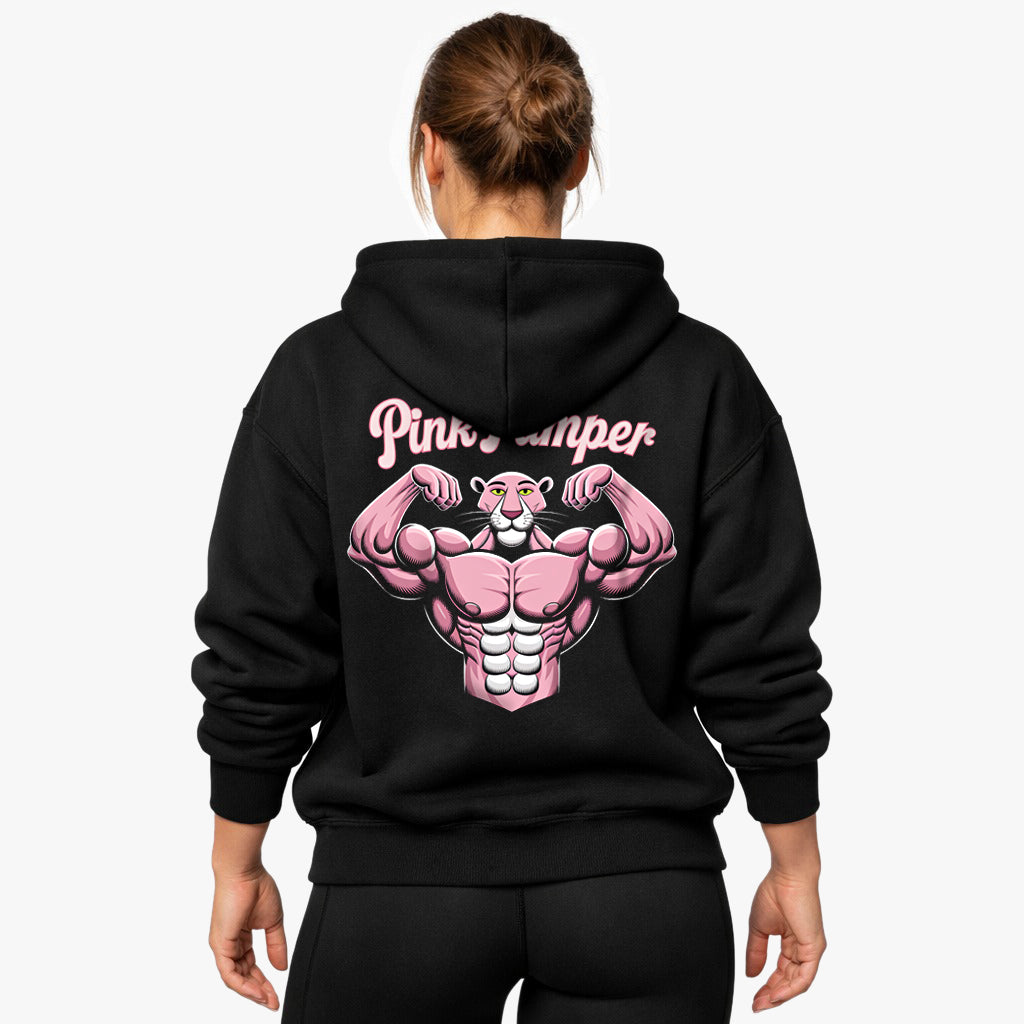 Sudadera con capucha de gran tamaño tipo jersey rosa (estampado en la espalda)